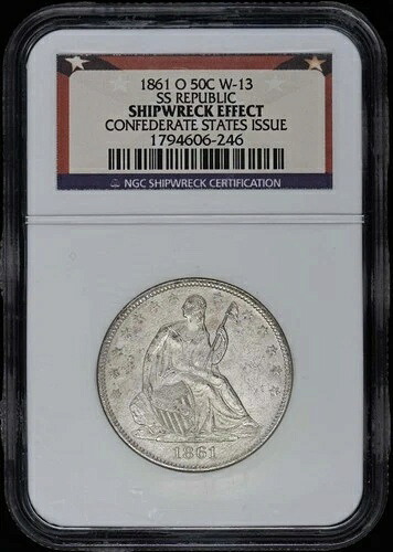 1861 O W-13 着席型自由の女神ハーフドル - モットーなし SS REPUBLIC 50C NGC MS0 222,200円