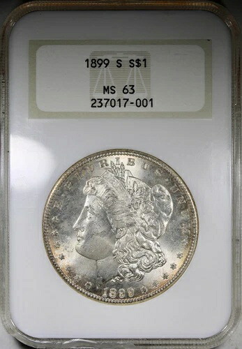 1899-S モルガン・ダラー NGC MS63 欠けたホルダー 主要日付 $1 リムトーン|WORLD RESOURCE【QUEEN店】