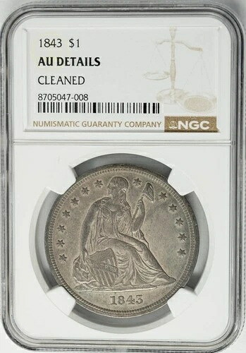 1843年 着席型リバティドル $ AU 詳細 NGC 950203-39|WORLD RESOURCE【QUEEN店】