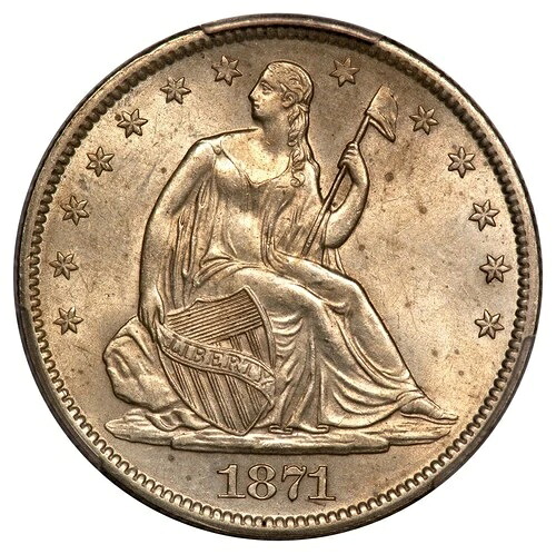 1871-S 50セント 自由の女神像半ドル PCGS AU58|WORLD RESOURCE【QUEEN店】
