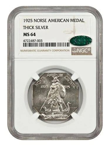 1925年 ノルウェーアメリカンメダル NGC/CAC MS64 (厚手) - ノルウェーメダル|WORLD RESOURCE【QUEEN店】