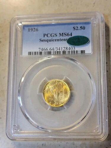 1926年 $2.50 150周年記念 PCGS MS 64 CAC認定 強い打痕 素晴らしい光沢|WORLD RESOURCE【QUEEN店】