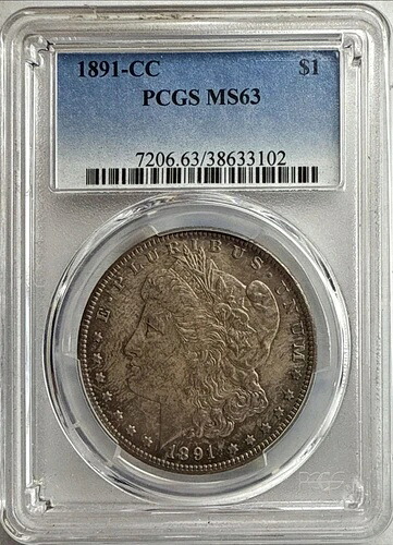 1891年-CC モルガン・ダラー PCGS MS63 ガンメタルパティナ、反射琥珀色の輝き 223,850円