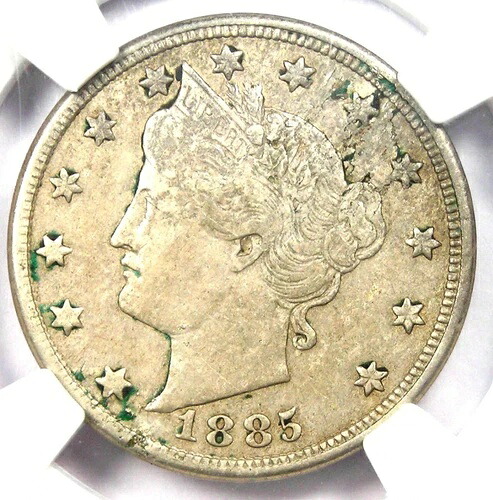 1885 リバティ ニッケル 5C - NGC VF30 + ミント エラー - 希少なキー デート認定コイン!