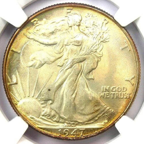 1947 年ウォーキング リバティ ハーフ ドル 50 セント コイン - NGC MS67 認定 - 1,600 ドル相当!