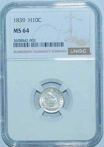 1839 NGC MS64 ノードレープ リバティ シーティング ハーフダイム