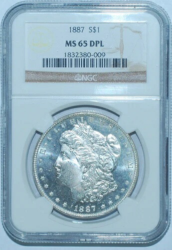 1887年 P NGC MS65DMPL ディープミラー プルーフライク モルガン銀貨