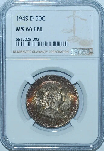 1949 D NGC MS66FBL フルベルライン フランクリン ハーフダラー