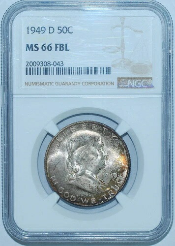 1949 D NGC MS66FBL フルベルライン フランクリン ハーフダラー