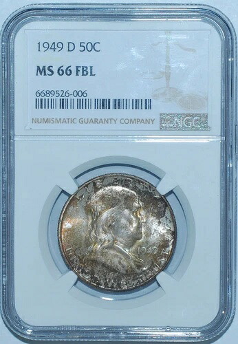 1949 D NGC MS66FBL フルベルライン フランクリン ハーフダラー