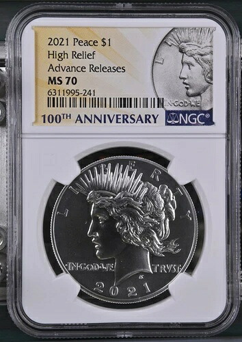 2021年ピースシルバードルNGC MS70アドバンスリリース入手困難なレア品