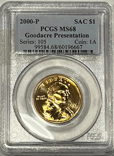 2000-P サカガウィア グッドエイカー プレゼンテーション ドル PCGS MS68