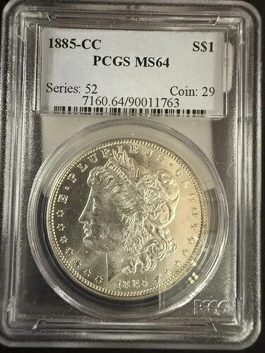 1885-CC モルガン銀貨、MS64、PCGS (10611)
