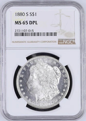 1880-S 1ドル モルガン・ダラー NGC MS65 DPL (DMPL) -- ブラストホワイト、フロスティディープミラー