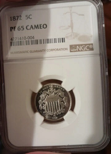 1872年シールドニッケルDDO NGC PF-65カメオ