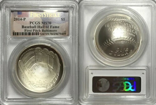 *2014年 ファーストピッチ ボルチモア FS $1 野球殿堂入り PCGS MS70 シルバーコイン* 226,050円