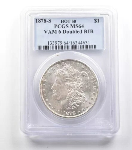 1878-S モーガン銀貨 VAM 6 ダブル RIB ホット 50 MS64 PCGS *1534