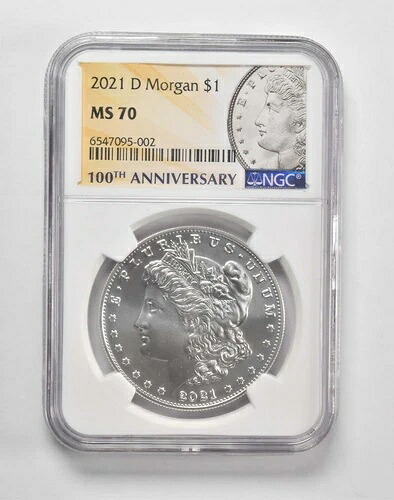 2021-D MS70 モルガン銀貨 1ドル NGC 100周年記念ラベル