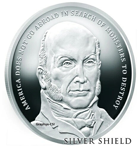 2018 1オンス プルーフ ジョン・クインシー・アダムス - 超希少 - COA 110 - シルバーシールド - SSG
