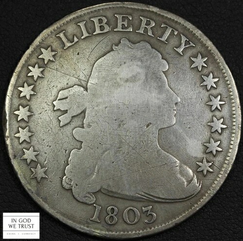 1803年 大型3ドレープ胸像 銀貨 1ドル - クリーニング済み
