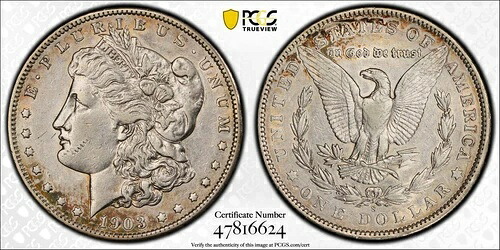 1903年 S モーガン銀貨 PCGS 正規品 - XF クリーニング済み