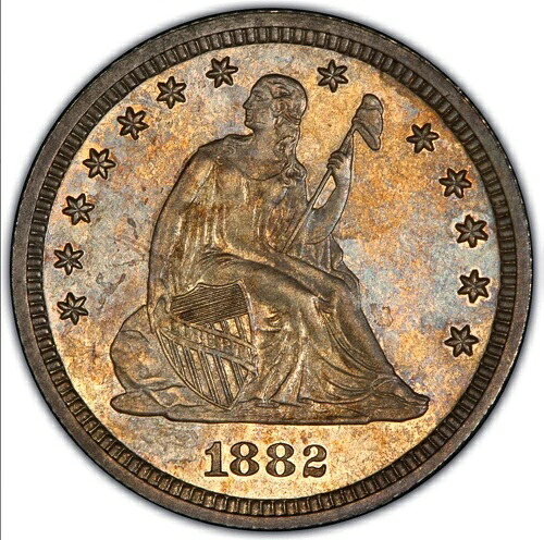 1882 PCGS PR64 ?? 鋳造枚数 15,201枚 + プルーフ 1100枚 ?? $1,325 PCGS PG? 着席型クォーター ?
