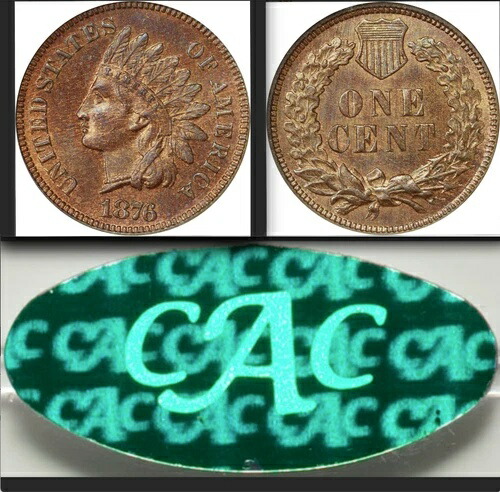 1876 NGC MS65 CAC 3番目に希少な「P」1C 1873年-現在960カナダドル CACセンテニアルインディアンセント