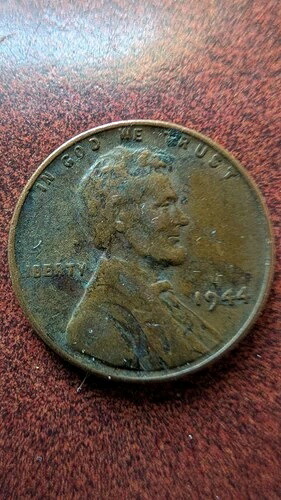 希少な1944年製ウィートペニー、ミントマーク「L」なし、リバティ・オン・リム・エラーセントBN