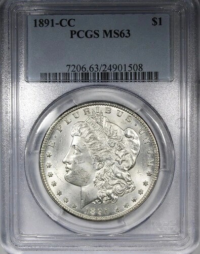 1891-CC モルガン・ダラー PCGS MS63 ほぼ白 未流通コイン $1
