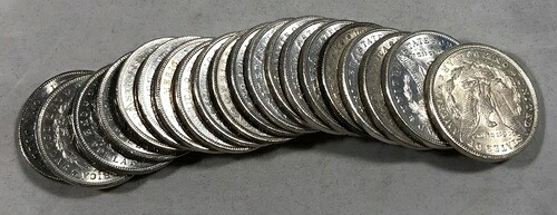 1878-1921年 20枚組モルガン・ダラー・コレクション。P、O、S造幣局発行。19種類の異なる日付。鮮明。