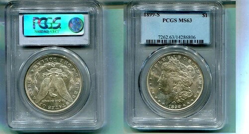 1899年 S モーガン シルバー ドル PCGS MS63 5323T