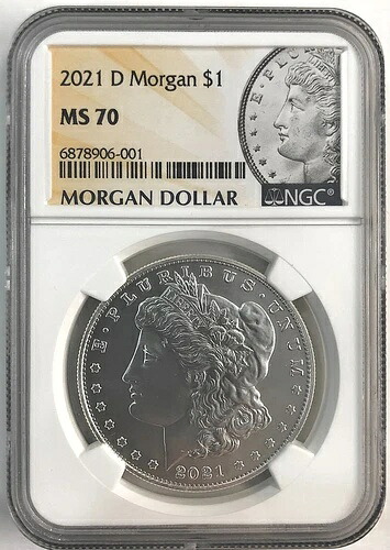 2021年 D モルガン シルバー ダラー $1 NGC MS 70 デンバー 証明書と箱付き