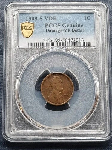1909 S VDB リンカーン ウィート セント 1セント 優良グレード PCGS VF 詳細 #92382