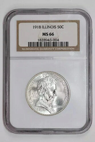 1918 年リンカーン イリノイ記念 50 セント硬貨 NGC MS66 - 非常に良好!