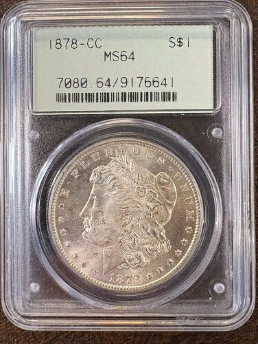 1878-CC 1ドル モルガン・ダラー PCGS MS 64 ブライトホワイト グレートラスター