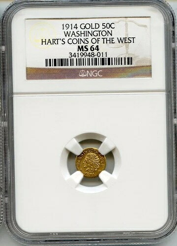 1914年ワシントン/カリフォルニア金貨50セントハーツ・コインズ・オブ・ザ・ウェスト/NGC MS64/HR6