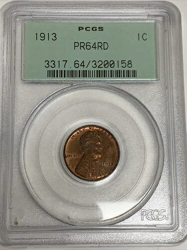 1913年 1セント リンカーン・セント - 小麦ペニー - PCGS PR64RD