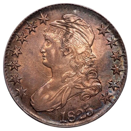 1825 O-115 50セント キャップドバスト ハーフダラー PCGS AU55