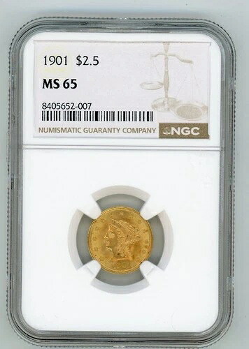 1901年 ゴールド リバティ ヘッド クォーター イーグル $2.5 MS 65 NGC