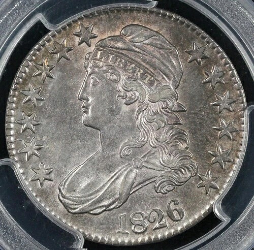 1826年 50セント キャップドバスト ハーフドル PCGS AU 55