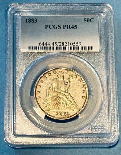 1883年 着席リバティハーフドル PCGS PR45