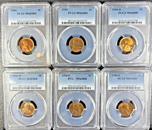 1954年米国造幣局発行 P、D、S - 30枚セット - PCGS認定セット MS64-MS67 非常に美しいセット