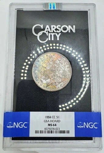 1884 CC GSA モルガン銀貨、NGC MS64、ハードパック ??TONER??