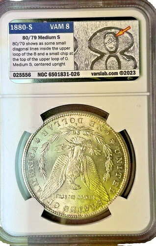 1880 S NGC MS66+ VAM 8 80/79 イヤー、ダブル18-0、トップ100 モルガン銀貨