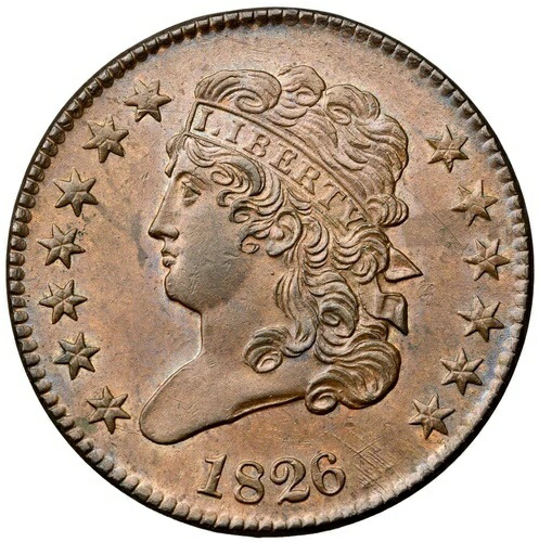1826 C-1 R-1 ANACS AU 58 クラシックヘッド ハーフセントコイン 1/2c 227,150円