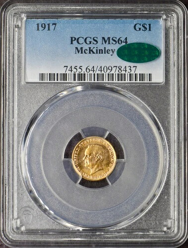 1917年 1ドル金貨 マッキンリー記念 - PCGS & CAC MS64 - ?COINGIANTS?