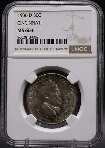 1936-D シンシナティ・ミュージカル・センター記念銀貨 ハーフドル NGC MS66+