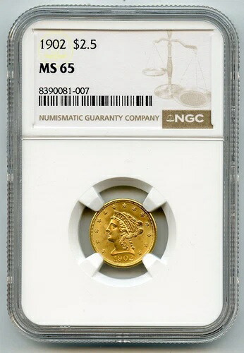 1902年 2.5ドル NGC MS65 ゴールドクォーターイーグル - GC328