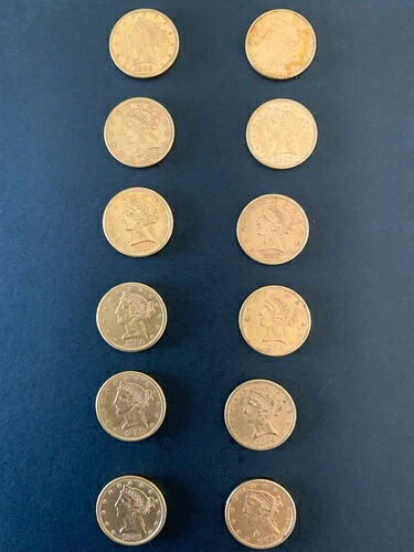 1886年 S $5 5ドル リバティヘッド ゴールド ハーフイーグル