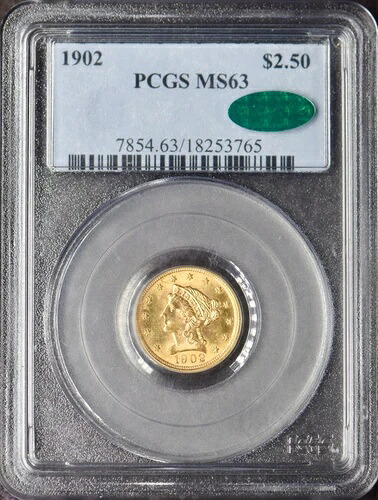 1902年 2.5ドル ゴールド リバティ ヘッド クォーター イーグル - PCGS & CAC MS63 - ?COINGIANTS?